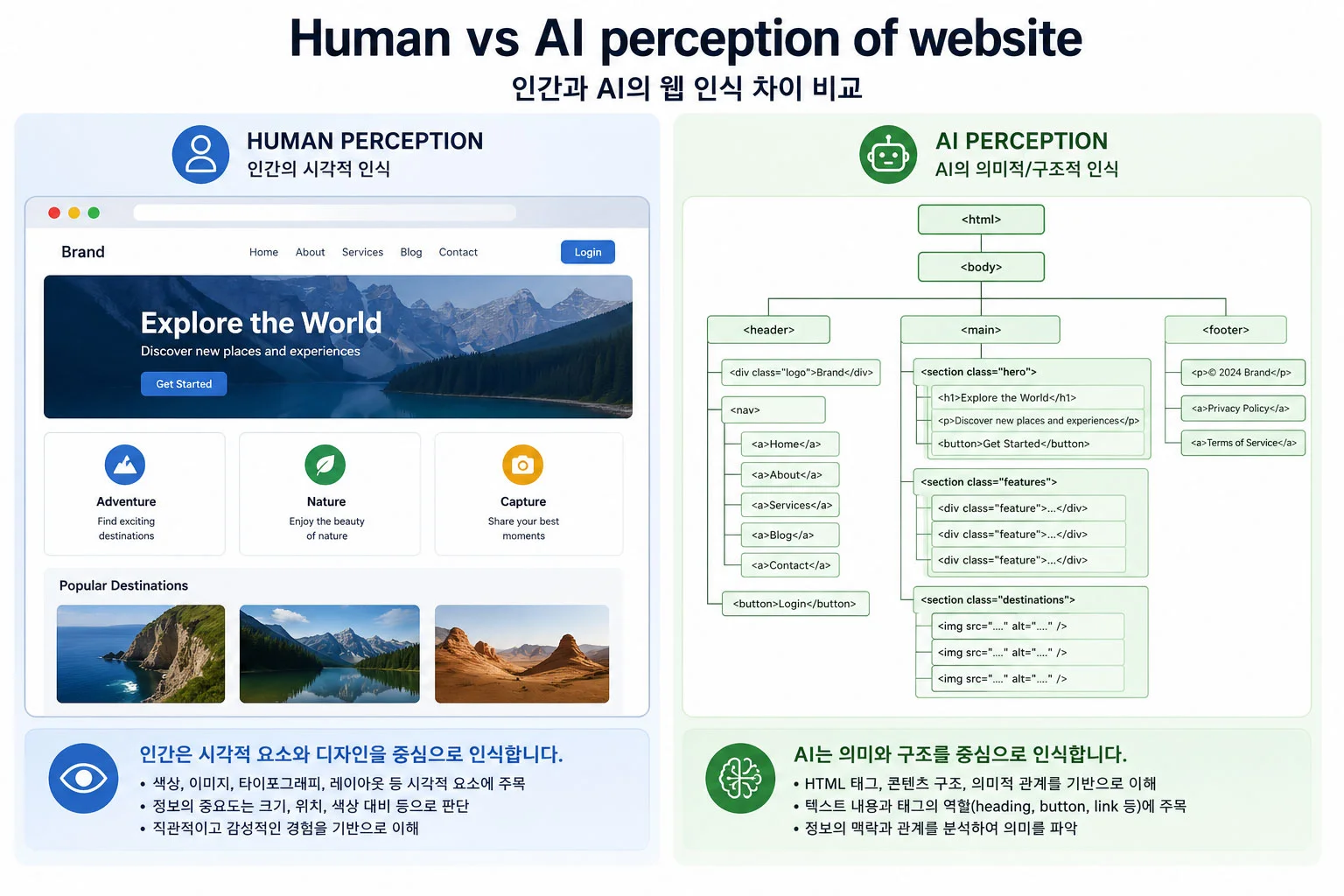 Human vs AI perception of website